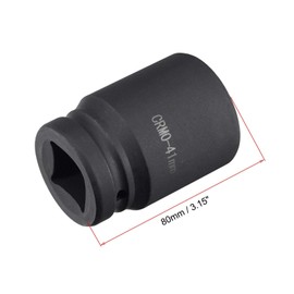 TOP-VIGOR 1 Inch Drive by 41mm 6-Point Impact Socket, Durable Reliable CR-MO 80mm Length, Standard Metric Sizes for Home Car Repair