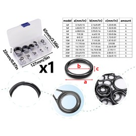 AOYEGIC 44 Pieces Fishing Rod Guide Rod Ring Set, Ceramic End Ring, Ceramic Guides, Fishing Rod Tip Ring, Fishing Rod Guide Repair Accessories, Fishing Rod Guide Ring (Black, 3.76 mm-29.8 mm)