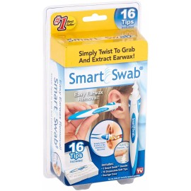 Smart Swab The Original Spiral Ear Wax Remover Kit with 16 Replaceable Tips