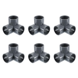 sourcing map 1-1/4" PVC Fittings, 4 Pcs 3 Way Elbow Connector Elbow PVC Furniture Fittings Corner Fitting for Water Supplies PVC Furniture DIY Shelf Greenhouse Tent Connection, Grey