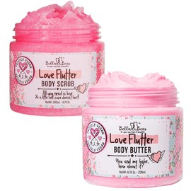 Bella and Bear Love Flutter Gift Set | Body Scrub | Body Butter | Valentines Gift for Her
