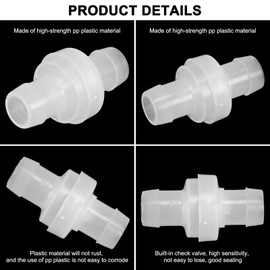 M METERXITY 3-Pack One Way Check Valve, 1/2" Plastic Ozone Resistance Barb Hose Non Return Inline Check Valve for Fuel/Oil/Water/Air/Gas 1.56" [Clear]