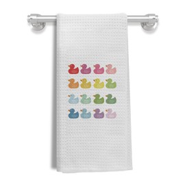 EKGJW Colorful Rubber Ducks Towels for Kids Bathroom, Kids Bathroom Hand Towels, Rubber Duck Bathroom Decor, Kids Bathroom Decor, Duck Decor Kitchen Towels, Cute Dish Towels, Duck Gifts, 16x24 Inches