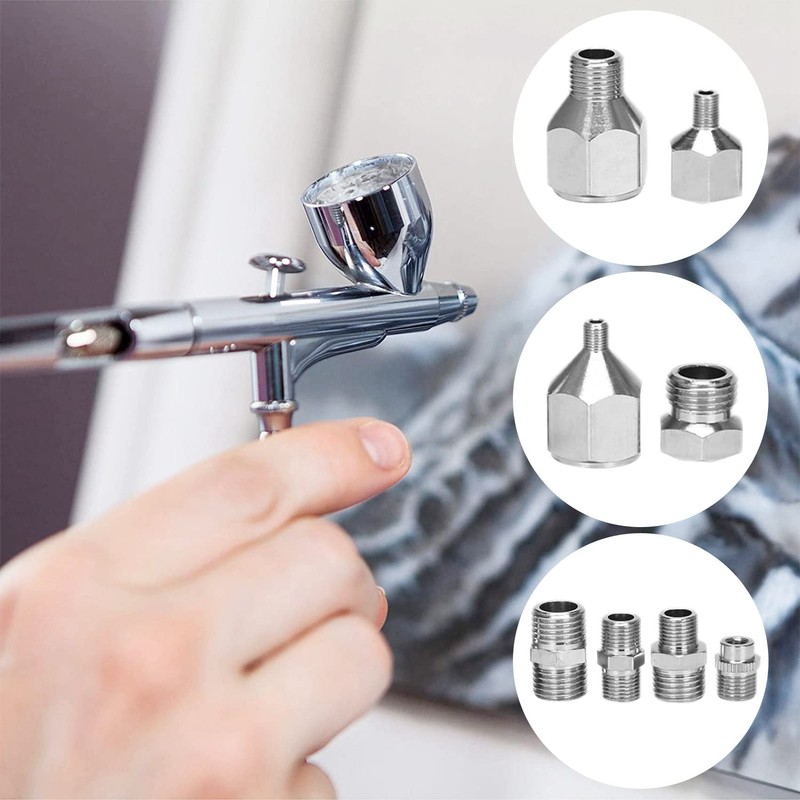8-Piece Airbrush Adapter Kit, Professional Fitting Connector Set for Air