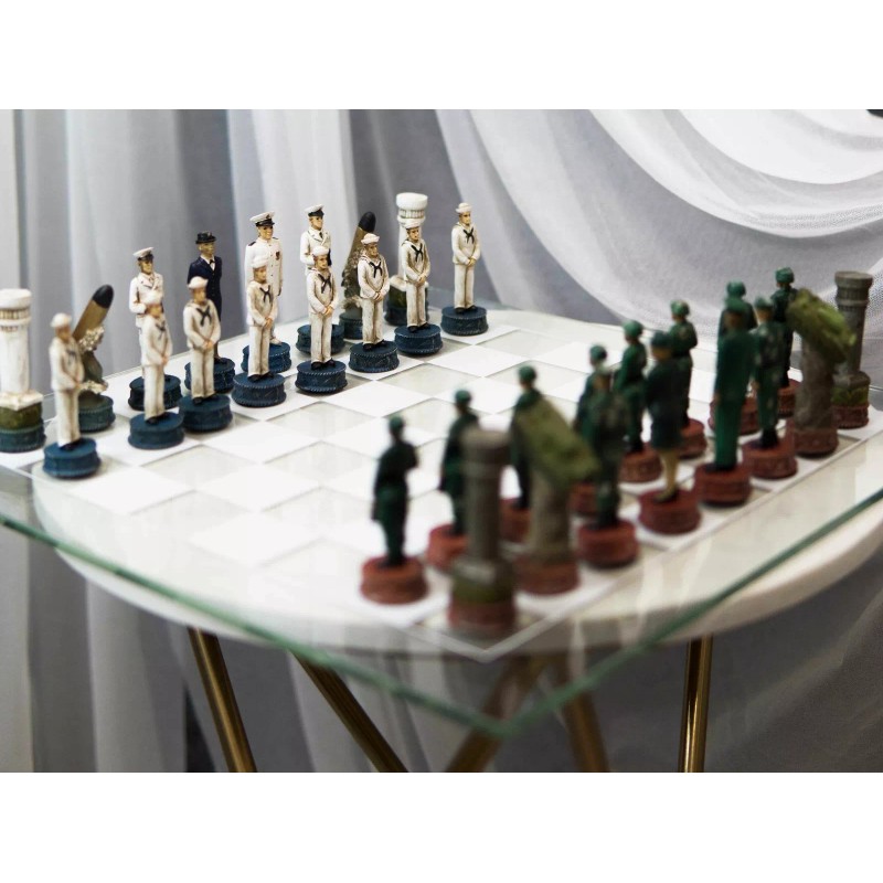Ebros Gift USA Soldier Theme Army vs Navy Chess Set