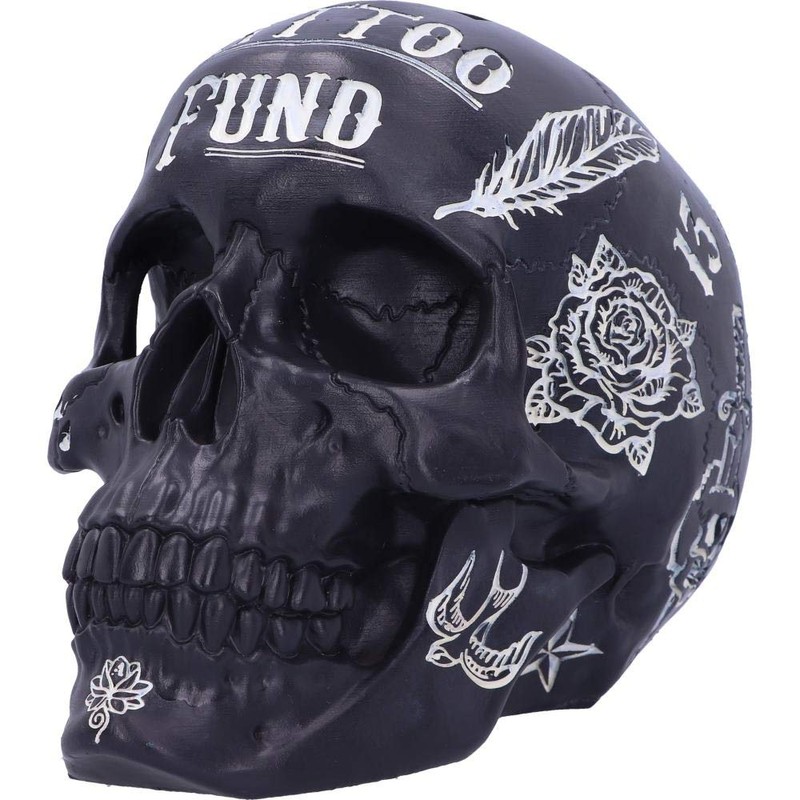 Nemesis Now Black and White Traditional Tribal Tattoo Fund Skull
