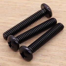 1/4-20 x 2-1/2" Pan Head Machine Screws Black, Phillips Drive, 304 Stainless Steel 18-8, Black Oxide Coated Finish, Corrosion Resistant Round Head Machine Screws, Full Thread, Coarse Thread, 25 PCS