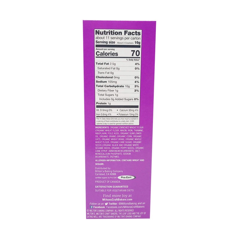 MILTONS CRAFT BAKERS Organic Multigrain Crackers, 6 OZ