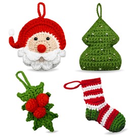 AzurUK Christmas Ornaments – Handmade Christmas Tree Decorations, Santa Claus Ornament, Handcrafted Xmas Decoration, Holiday Decors, Stockings, Kokina Decor, Noel Tree (Set of 4 - Handmade)