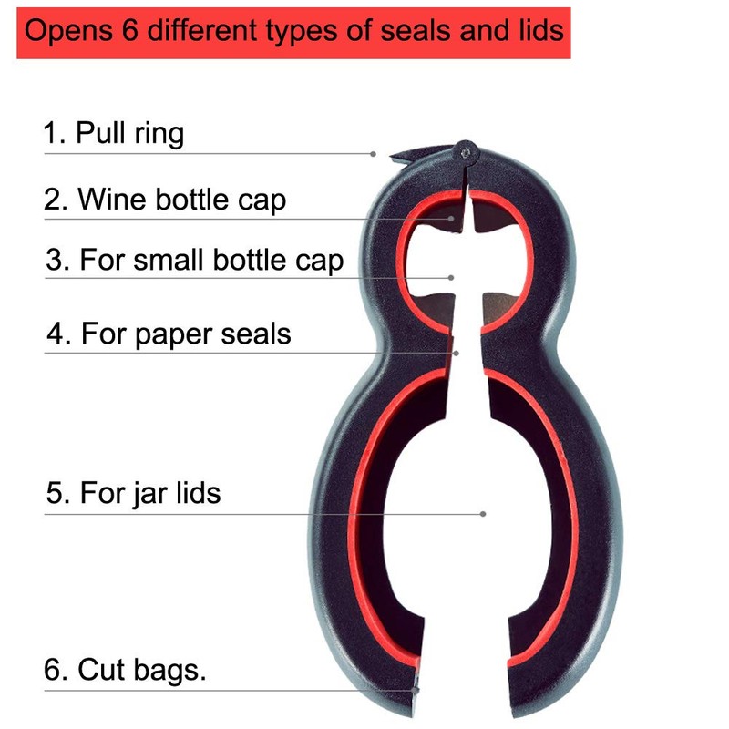 Medsuo Jar Opener 6 in 1 Multi Function Bottle Opener