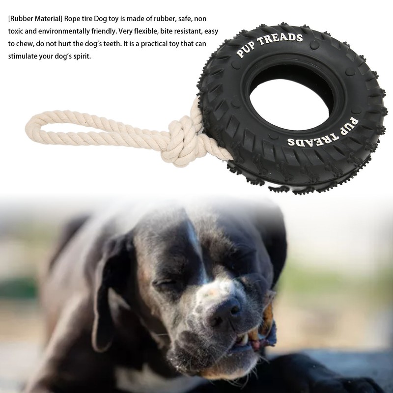 Dog Tire Chewing Toy Bite Resistant Treat Dispensing Rubber Aggressive