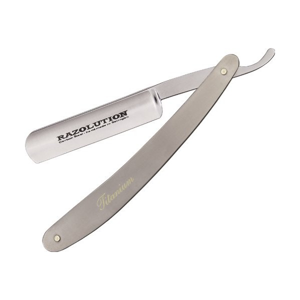 Simba Tec Razolution Straight Folding Knife,3in,Razor Blade,Titanium Handle 88251