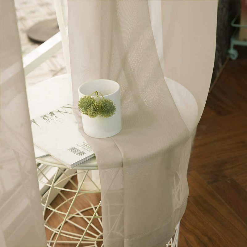 MIULEE - Juego de 2 cortinas transparentes con ojales, para