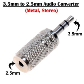 Metal 2.5mm Female to 3.5mm Male Stereo Audio AUX Converter Connector Adapter