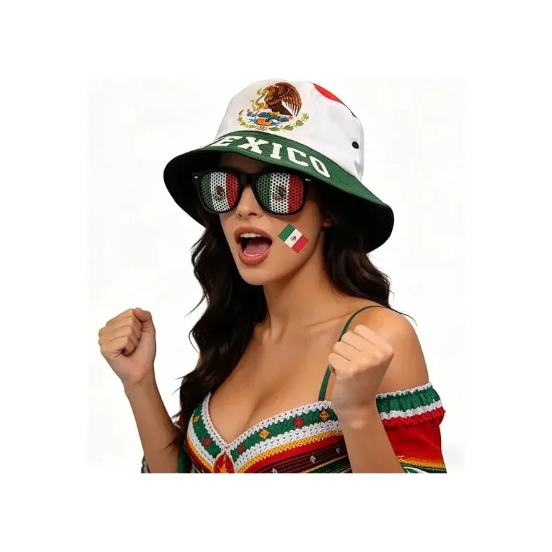 Sombrero Pescador Bucket Hat de México para Fanáticos del Mundial,