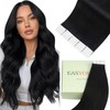 Easyouth Black Human Hair Tape in Extensions 24 Inch Tape