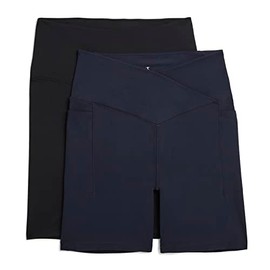 Danskin Women's 2 Pack Bike Shorts 7" and 9", Black Salt/Neo Navy, Small