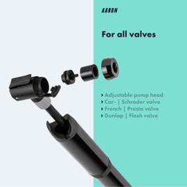 AARON - Pocket One Mini Bicycle Pump - Suitable for all Valves - Compact and Light - High Pressure of 100 psi/7 bar - Frame Pump for Racing Bikes, E-bikes, Mountain Bikes, Trekking Bikes - Black