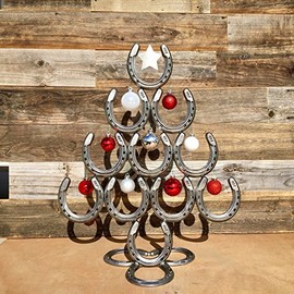 Rustic Stainless Steel Christmas Table Decorations Made of Real Horseshoes - Hang Ornaments and Great for Festive Holidays - Upward