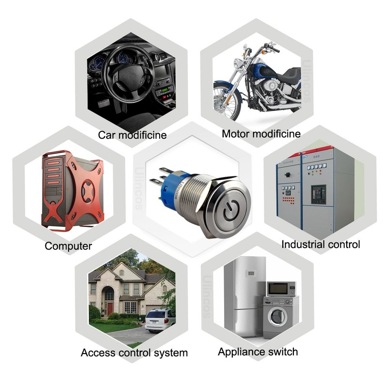 Ulincos® Latching Pushbutton Switch U19C1 1NO1NC SPDT ON/Off Silver Stainless