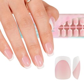 Misssix Puntas De Uñas De Gel Francesas, 150 Piezas De Uñas Postizas De Punta Francesa Cortas Cuadradas Rosas, Sin Necesidad De Limar, Puntas 3 En 1 P