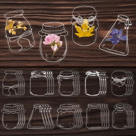 Pack of 40 Transparent DIY Dried Flower Bookmarks, Plant Samples Wish Bottles Bookmarks, Clear Glassware Stickers, Bookmark with Tweezers, DIY Homemade Flowers Bookmark for Children Crafts