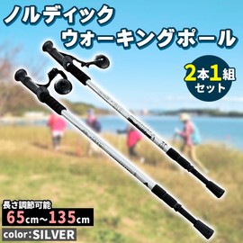 Nordic Walk Pole, Lightweight Telescopic 2 Poles, Silver