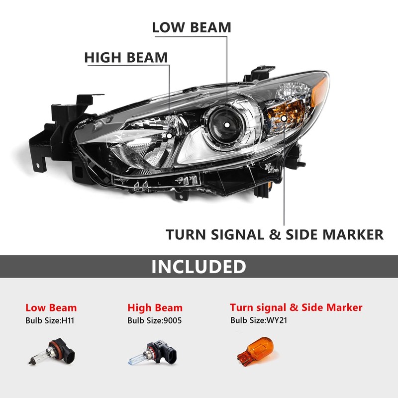 Huray Halogen Headlight Assembly for Mazda 6 2014 2015 2016