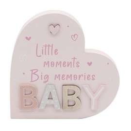 Lesser & Pavey Love & Affection Baby Heart Wooden Plaque Pink For Home Decor & Gift | Wooden and Acrylic Plaques For Home and Office | Ideal Signs & Plaque Birthday Gifts For Women & Men