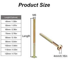 M6 x 100mm Furniture Bolts Nut Set, 8pcs Carbon Steel Furniture Connector Fastener Hex Socket Screw with Barrel Nuts for Chair, Furniture, Bed