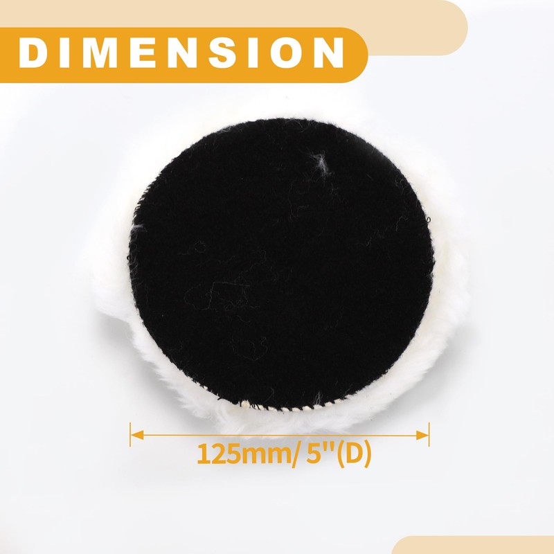 Partuto 1pc 5" 125mm Universal Wool Polishing Buffing Pad -