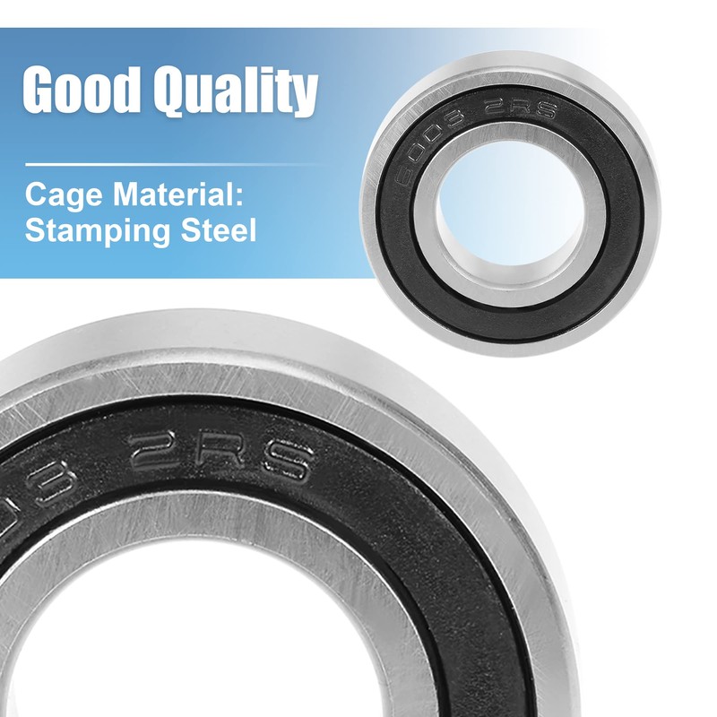 sourcing map 2 Pcs 6003-2RS Deep Groove Ball Bearing 17x35x10mm