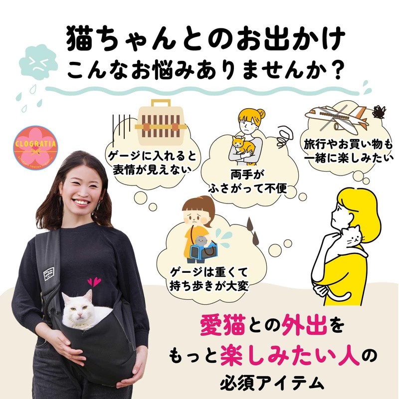 CLOGRATIA Cat Carrier Sling Bag Pet Sling for Dogs and