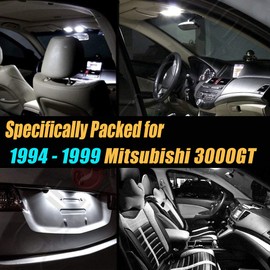 8Pc Super White 6000k Car Interior LED Light Bulb Kit Pack Compatible for 1994-1999 Mitsubishi 3000GT