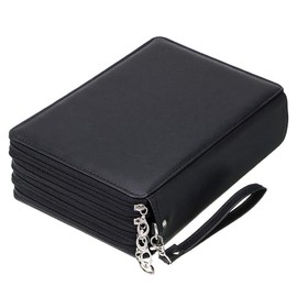 BTSKY Organizador de lápices de colores de 200 ranuras – Estuche de piel sintética de lujo con asa de extracción – Caja grande para lápices de colores lápices de acuarela, Black, moderno
