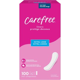 Carefree Extra Long Panty Liners 100ct, Unwrapped & Unscented, Daily Liners...