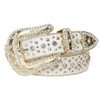 Western Cowgirl Faux Alligator Rhinestone Studded Leather Belt, White |