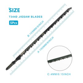 Moicstiy 5Pcs 6 Inch Jigsaw Blades T Shank T344D High Carbon Steel Jig Saw Blade for Quick Cutting Wood