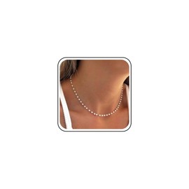 Aneneiceera Vintage Pearl Choker Necklace Beaded Pearl Station Necklace Freshwater Pearl Necklace Boho White Pearl Bead Necklace Chain Jewelry for Women