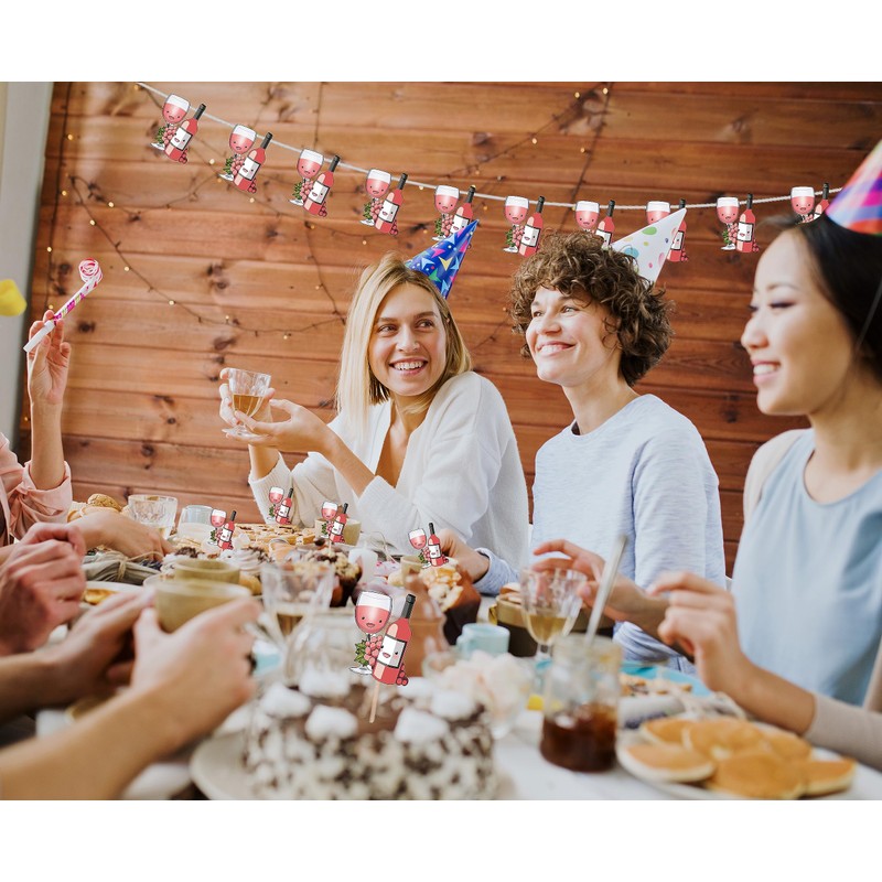 AK Giftshop Rose Wine Bunting Party Decorations - 12pcs /