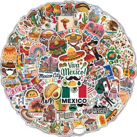 100pcs Mexico Stickers, Mexican Sticker Waterproof Decals for Water Bottles Laptop Luggage Computer Scrapbooking Teens Adults Girls Funny Party Birthday Decorations