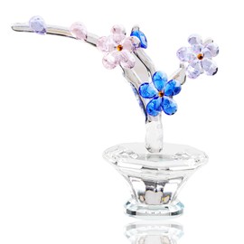 Arikyrist Crystal Colorful Forget Me Not Gifts for Women Collectible Figurines Glass Flowers Ornaments for Room Unique Presents for Her Parents on Christmas