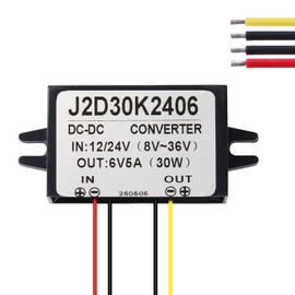 DC Voltage Reducer Converter, 12V/24V Step Down to 6V 5A Reducer Power Converter，DC Power Supply Module Buck Transformer for Truck, Golf Cart, Club Car, LED Light