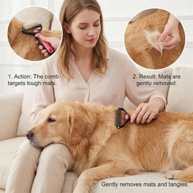 Pet Pro Grooming Tool, 2-in-1 Deshedding Dog Brush with 9/21 Teeth Undercoat Rake for Dogs & Cats, Dual-Sided Stainless Steel Pet Comb for Long Hair & Thick Coats