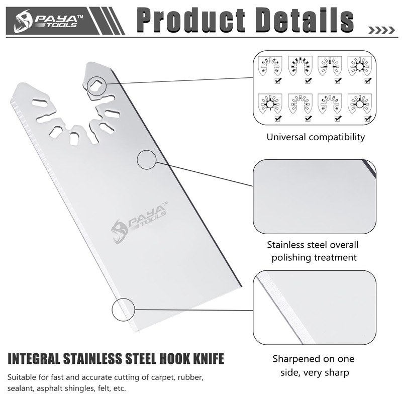 PAYA Oscillating Saw Blades Rectangular Flat Scraper Multitool Saw Blades