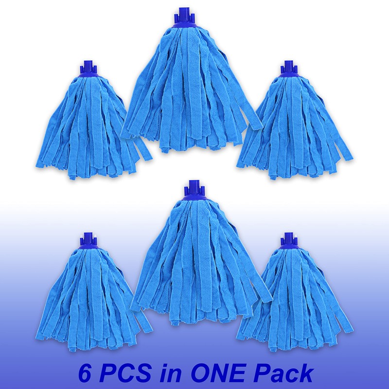 6 PCS Blue Microfiber Mop Replacement Compatible with All Standard