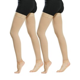 Evolyline 2 Pairs of Medical Compression Stockings for Men and Women, 20-30 mmHg, Class II Thigh Long Support Stockings, Compression Socks for Air Travel, Graduated Support for Varicose Veins