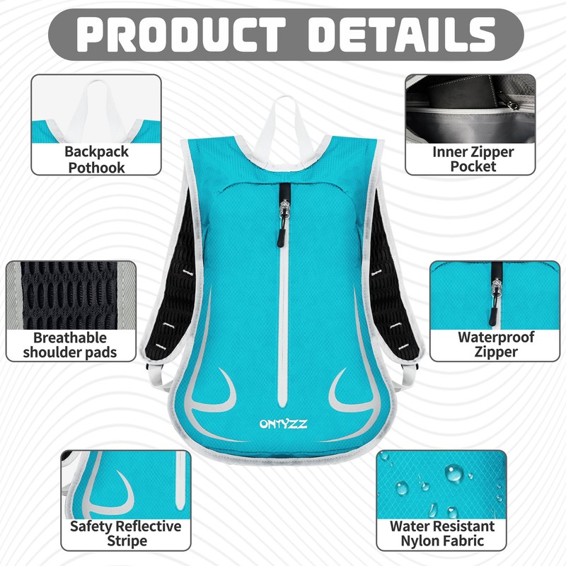 ONTYZZ Running Backpack Small Cycling Rucksack 14L Lightweight Backpacks Waterproof