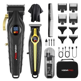 Professional Hair Clippers for Men, Electric Hair Clipper Set for Barber Kit ，Hair Clipper and Trimmer Set，Full Barber Clipper Set with LED Display Gifts Mens (Gold)