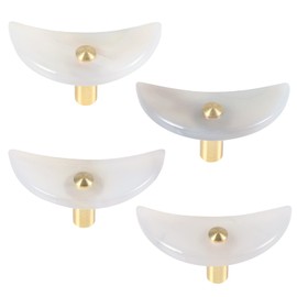 Rockcloud 4 PCS Moon Shaped Agate Pieces Drawer Knobs with Screws, Polished Crystal Stone Pull Handle for Dresser Cupboard Office Home Decor